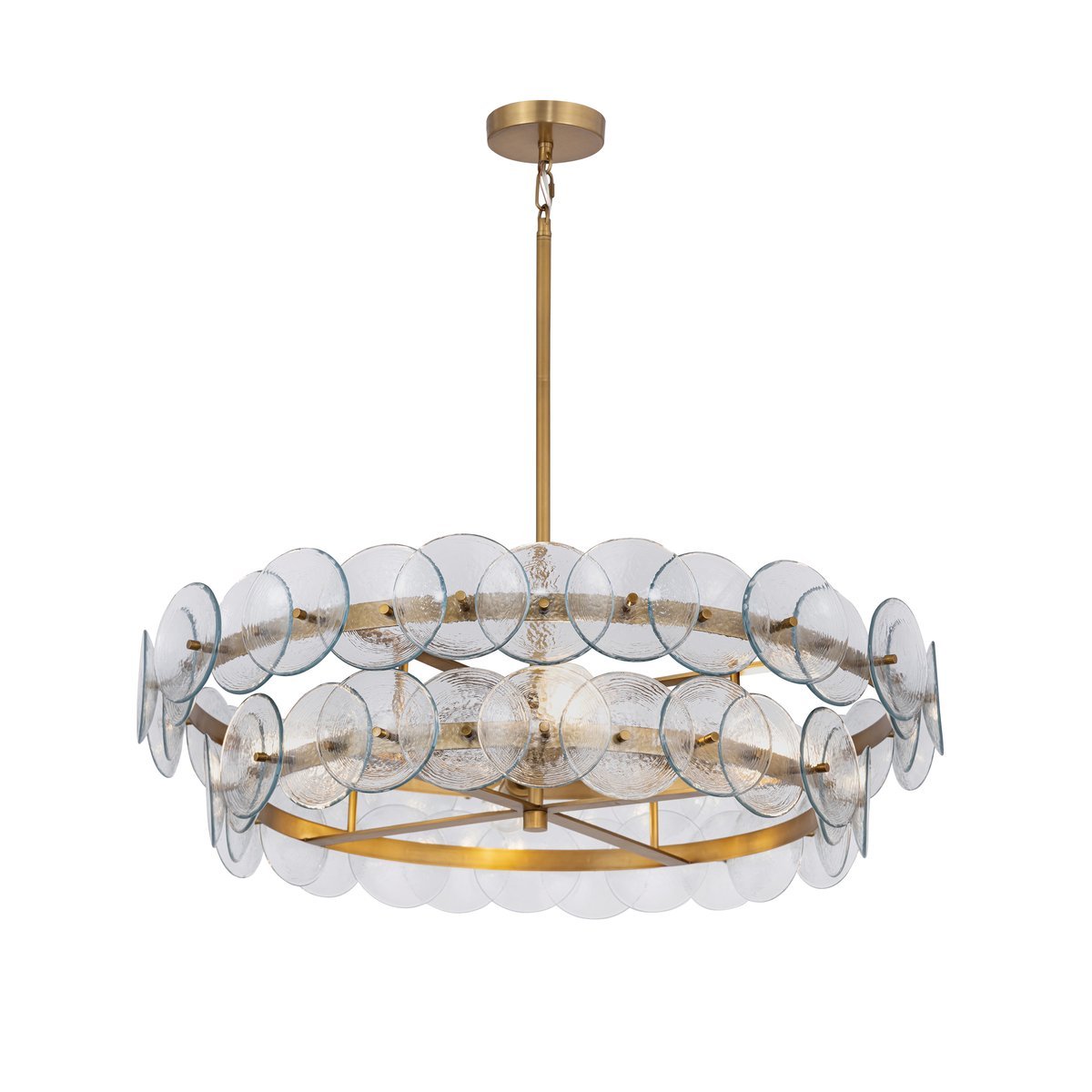 Celalora Chandelier Amber Pressed Glass Disc Round