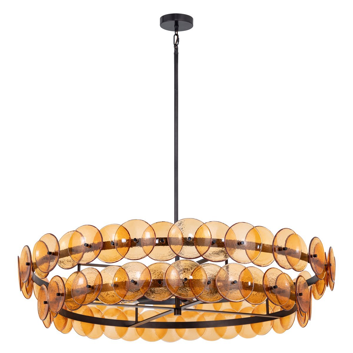 Celalora Chandelier Amber Pressed Glass Disc Round