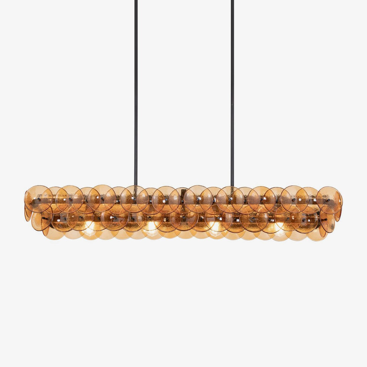 Veleniel Chandelier Linear Amber Pressed Glass Disc Modern