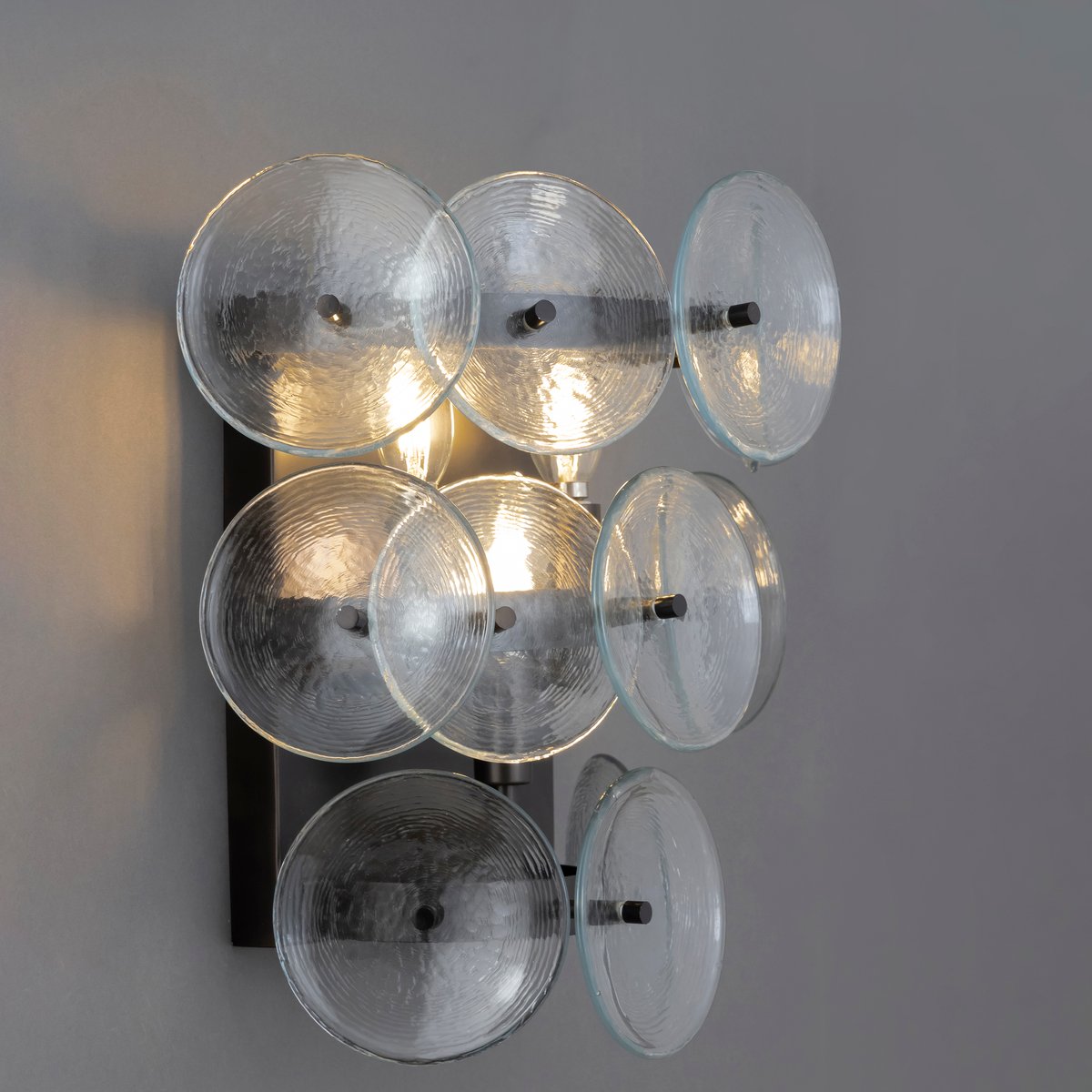 Taroe Wall Sconce Pressed Glass Disc Vintage Amber