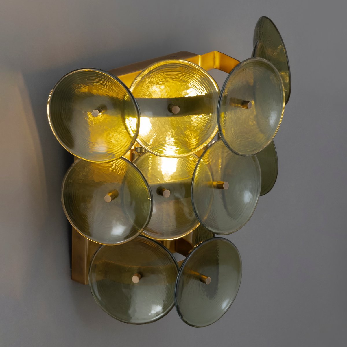 Taroe Wall Sconce Pressed Glass Disc Vintage Amber