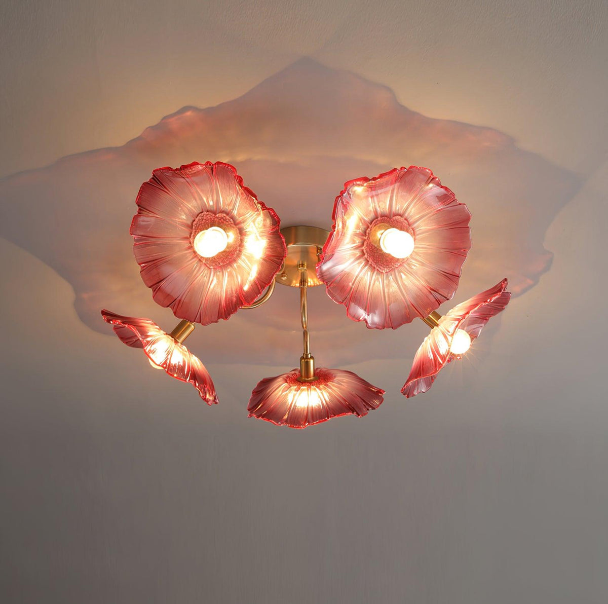 Lioruina Ceiling Lamp Leaf Glass with Brass Elegant
