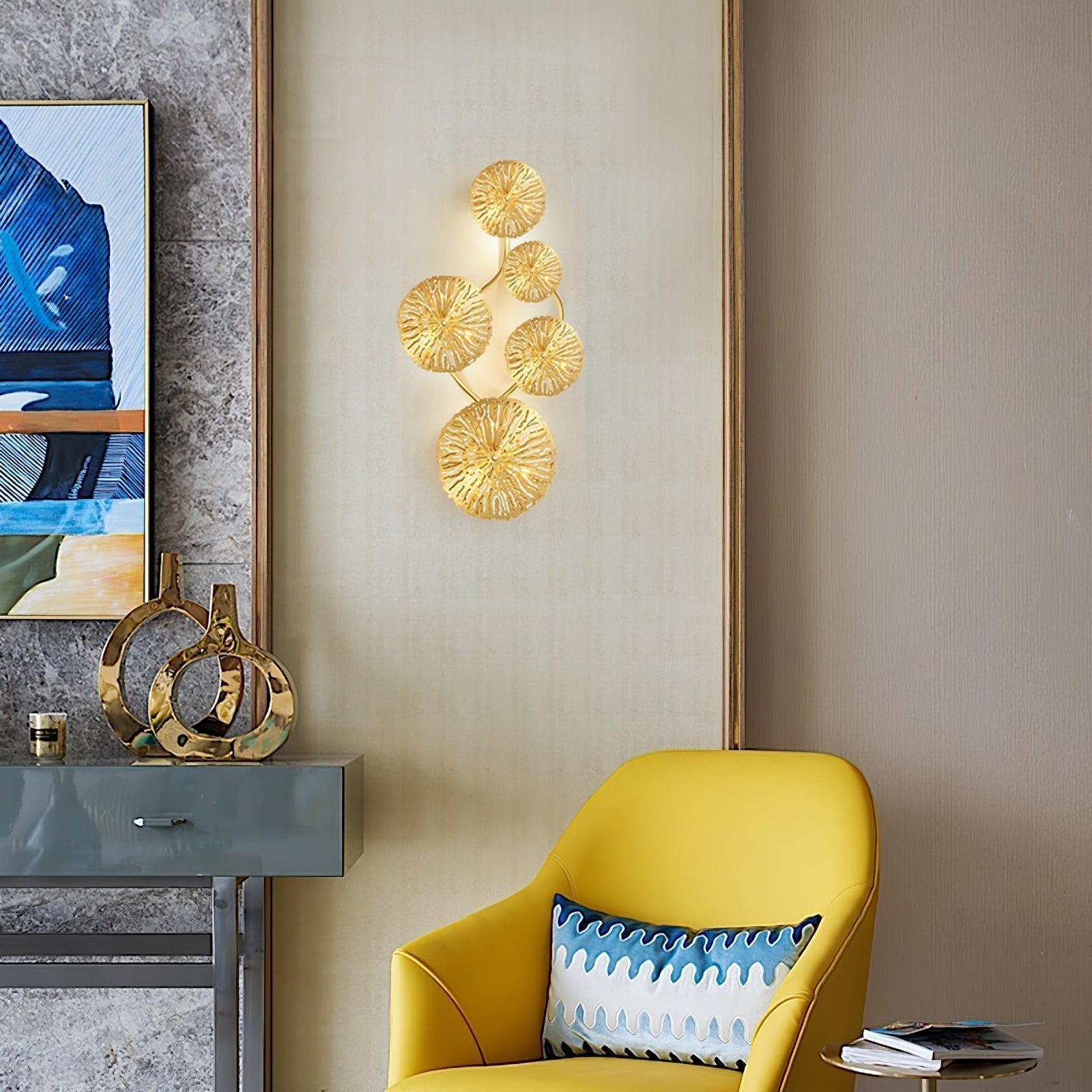 Rylso Wall Lamp Lotus Leaf Brass