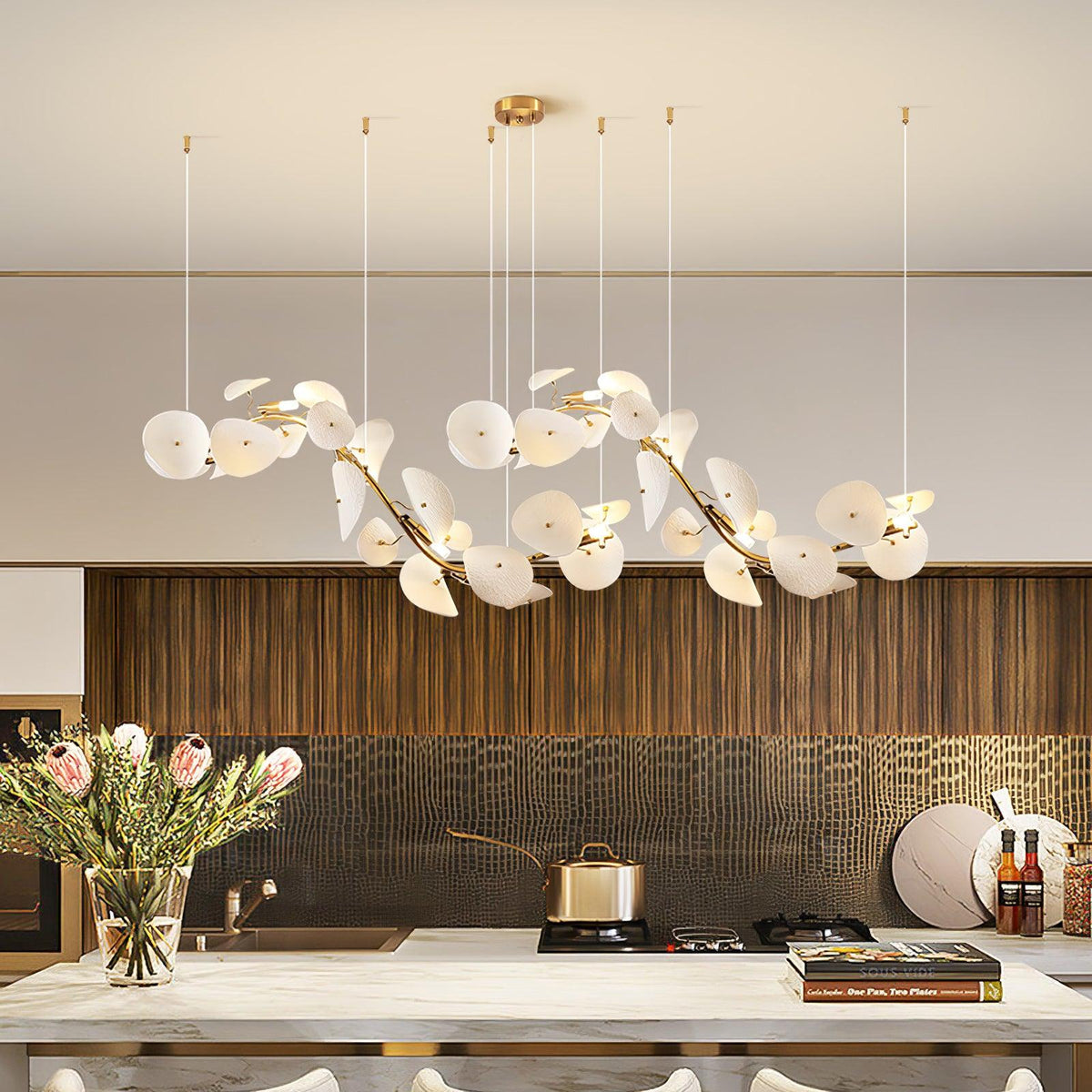 Jorlen Modern Elegance Petal Ceramic Chandelier