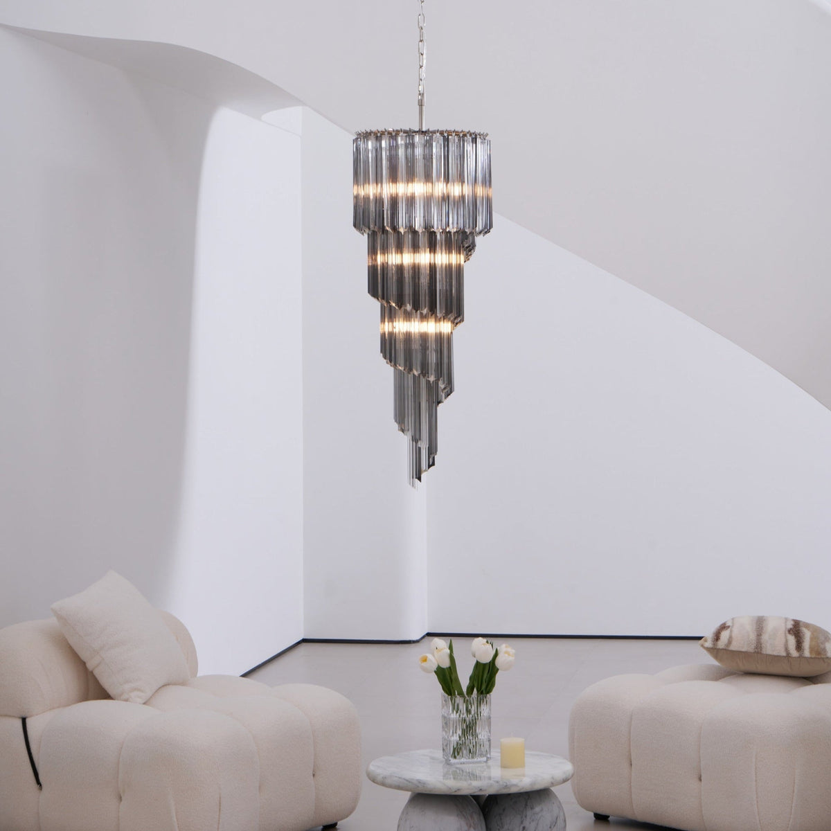 Velarella Chandelier Smoked Glass Spiral