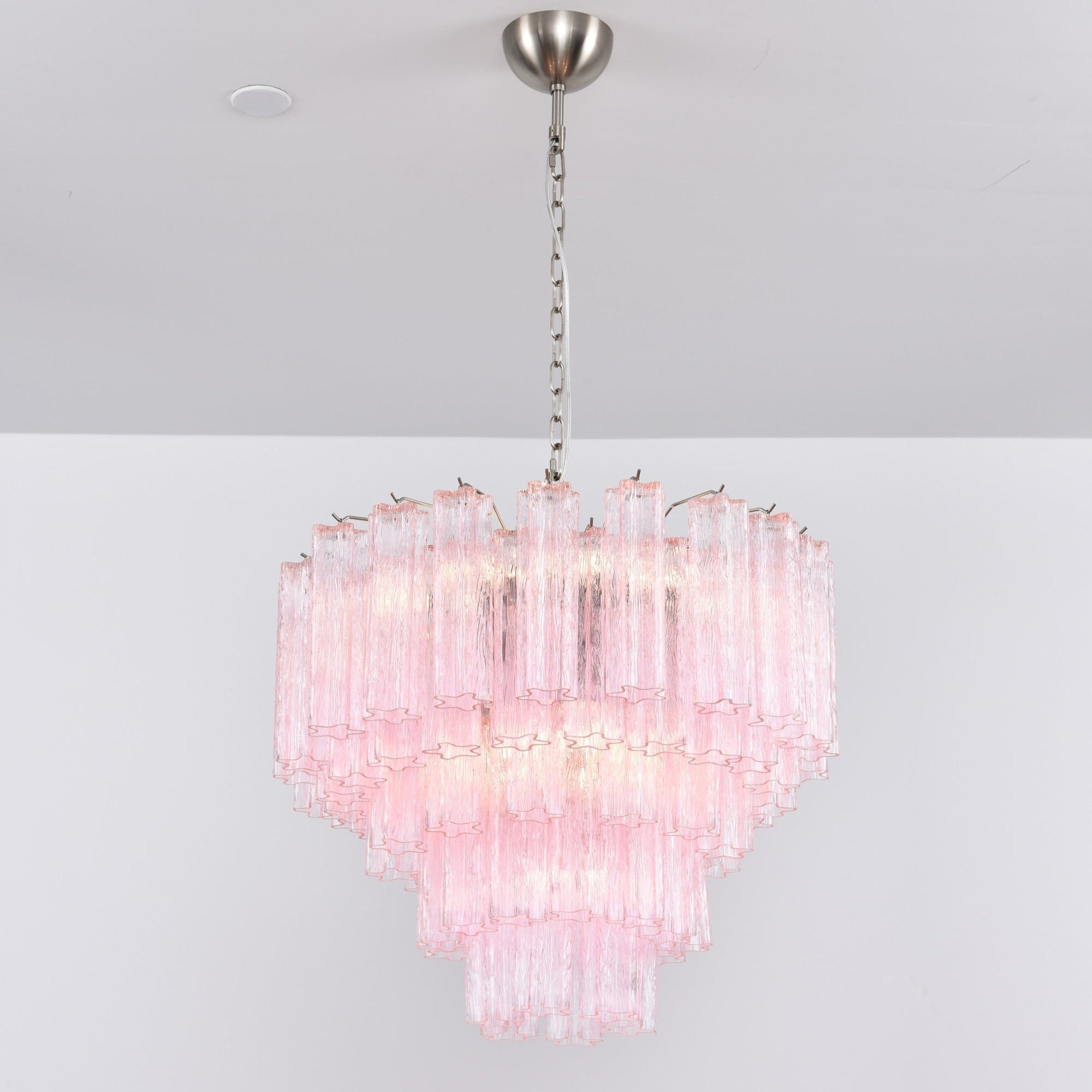 Celoora Chandelier Pink Glass Multi-Tier Romantic Glow