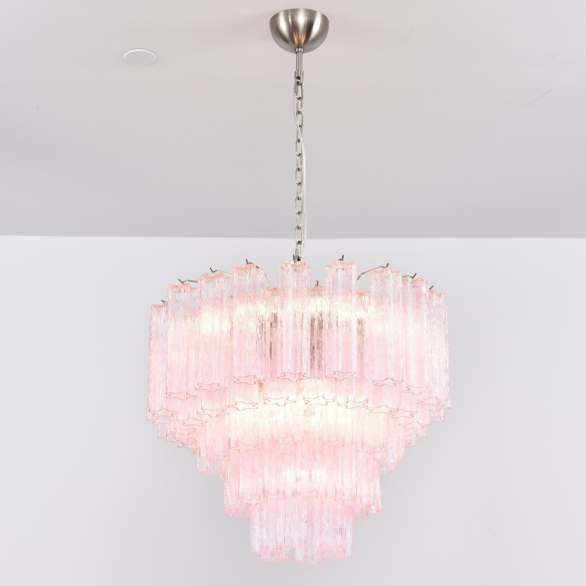 Celoora Chandelier Pink Glass Multi-Tier Romantic Glow
