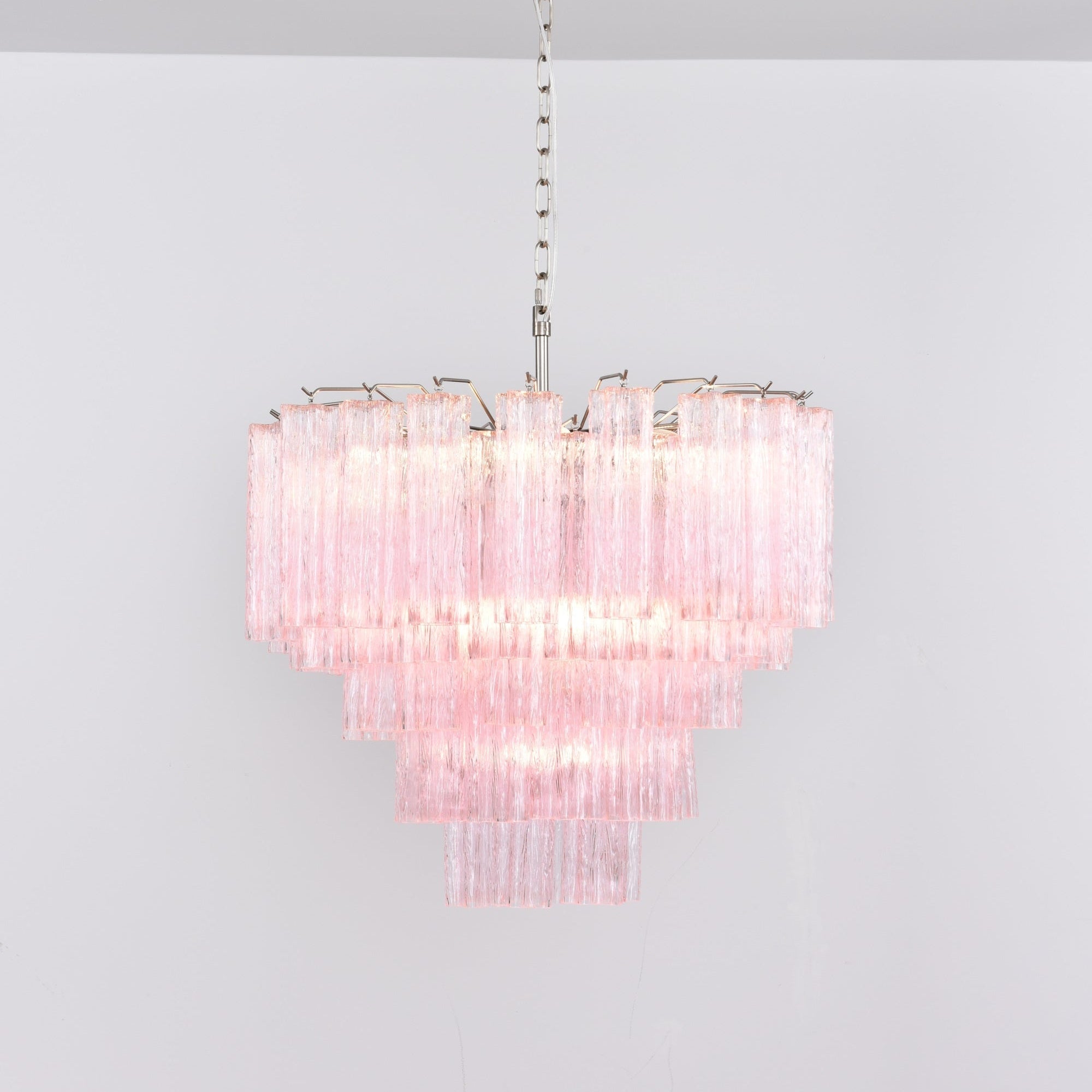 Celoora Chandelier Pink Glass Multi-Tier Romantic Glow