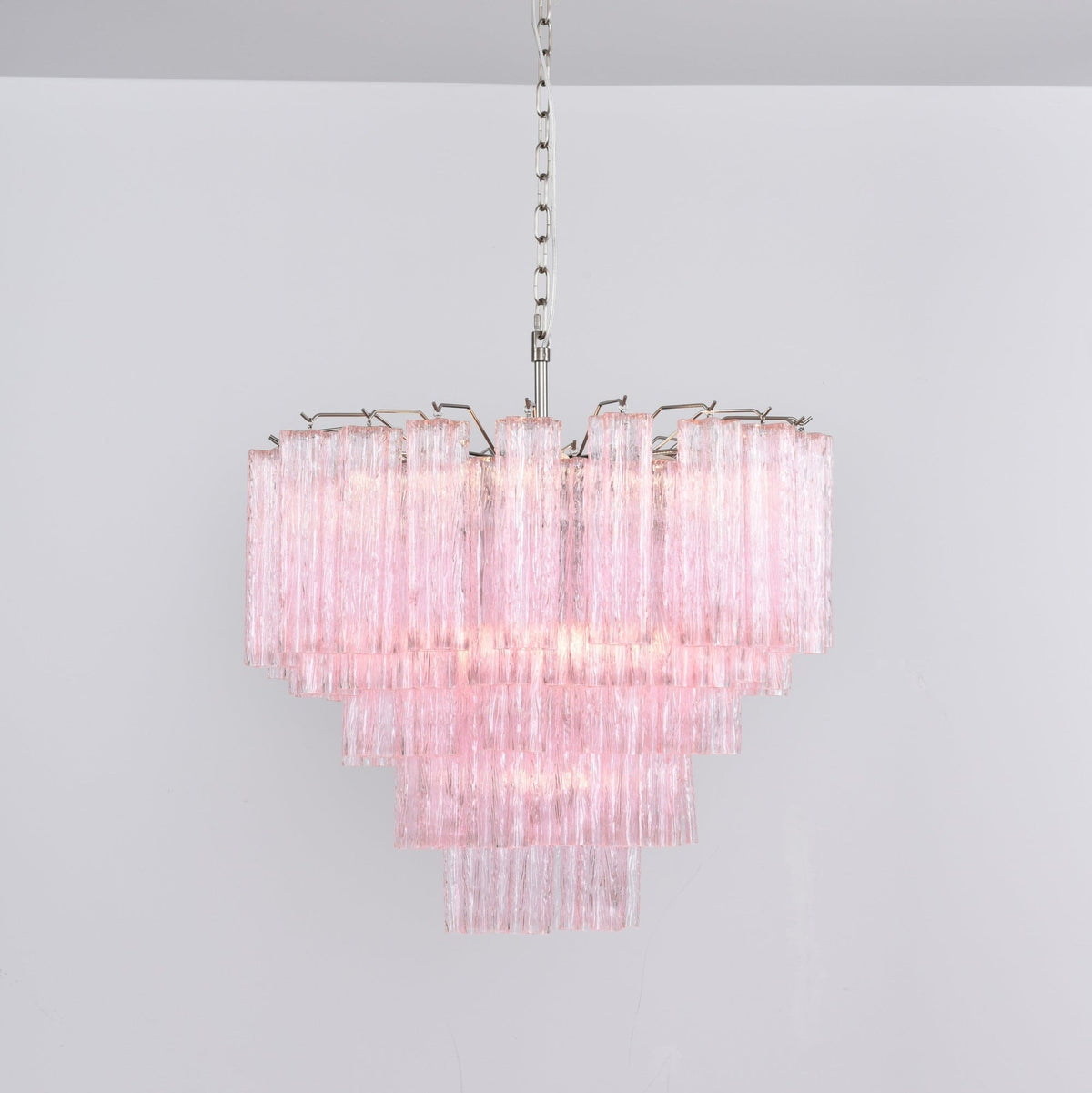 Celoora Chandelier Pink Glass Multi-Tier Romantic Glow