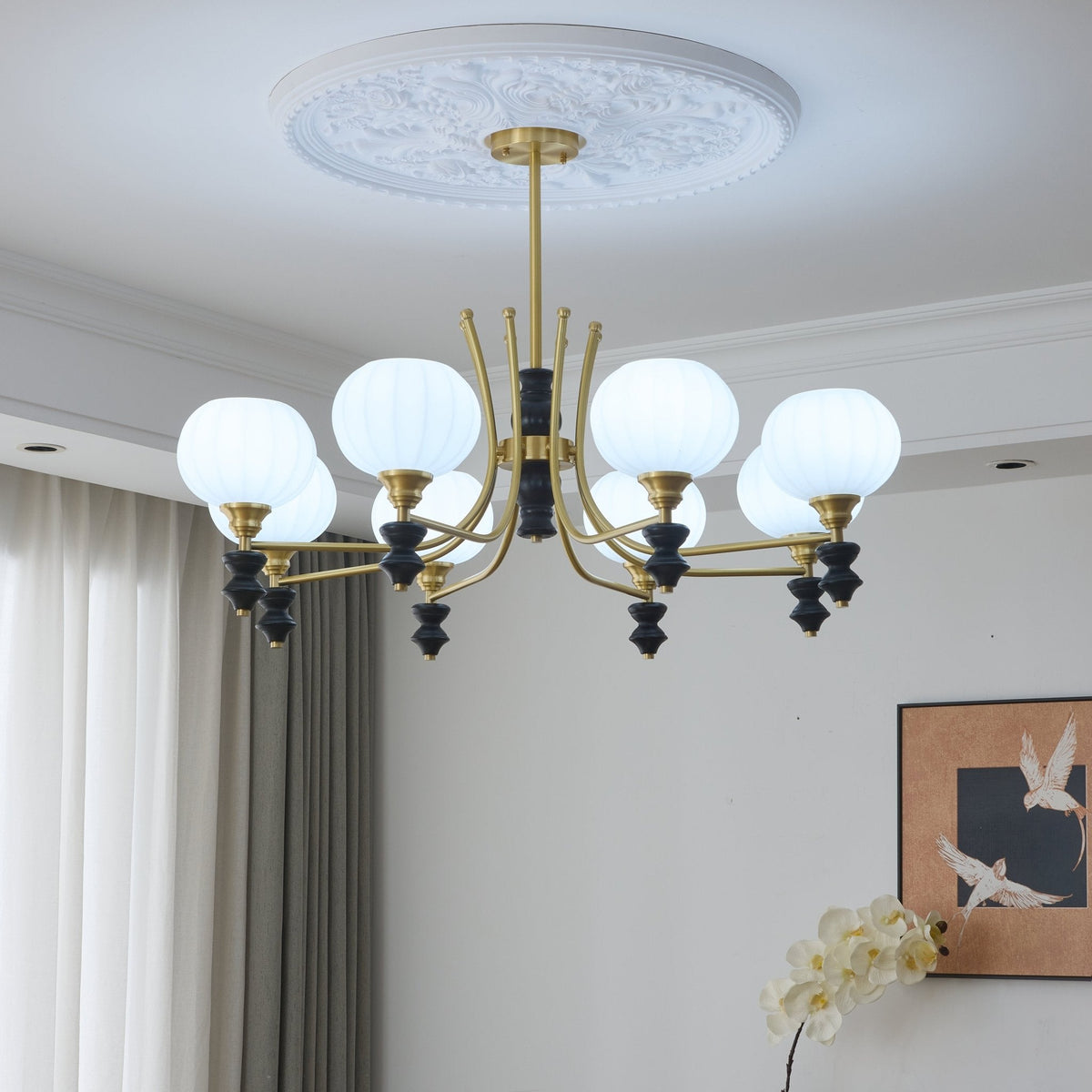 Zavenen Traditional Elegance Vintage Brass Wood Chandelier