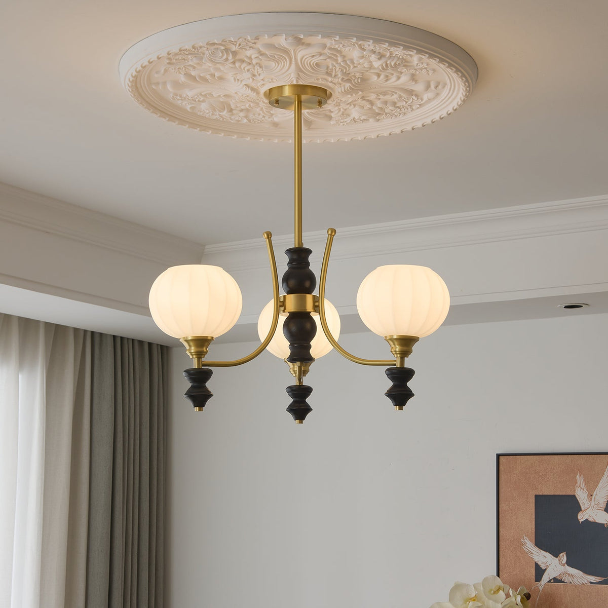 Zavenen Traditional Elegance Vintage Brass Wood Chandelier
