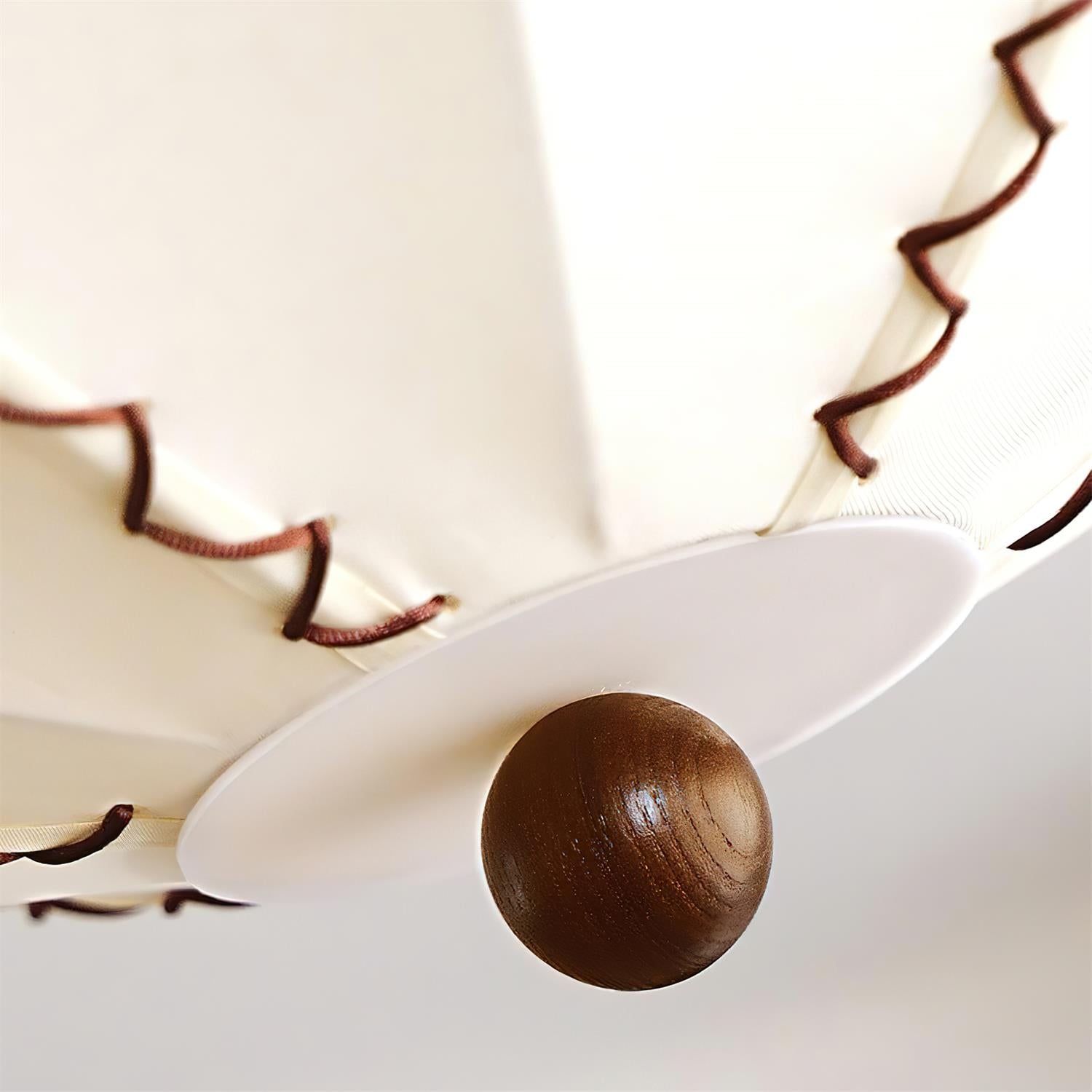 Ceiling Light Beige Fabric with Walnut Wood Accents Artistic - Neutral Decor