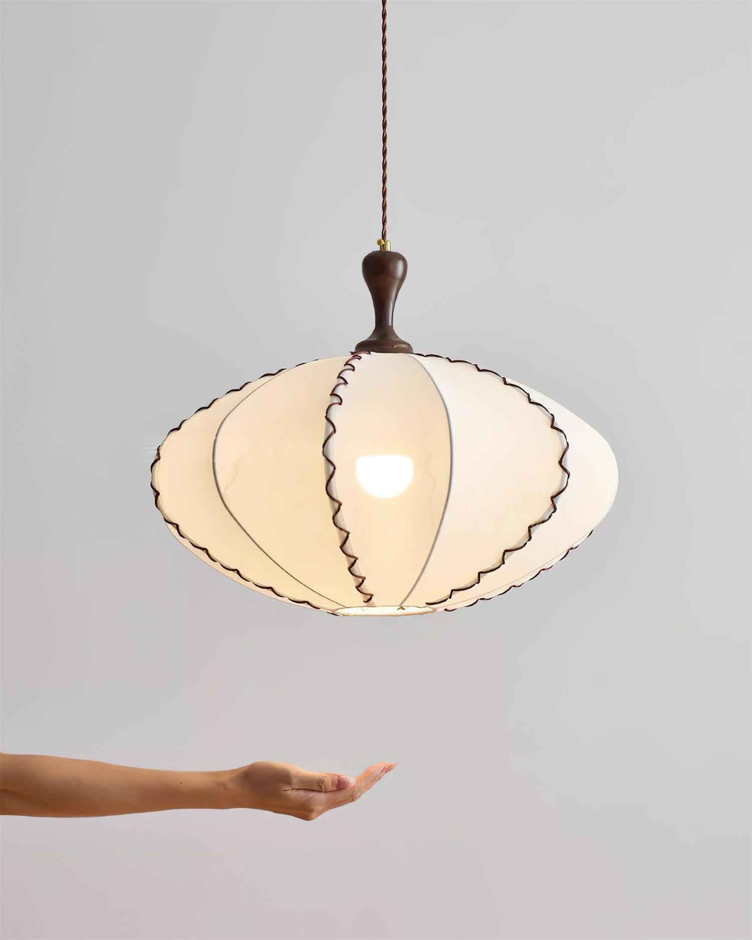 Lucian Pendant Lamp Scalloped Pleated Fabric - Neutral Decor