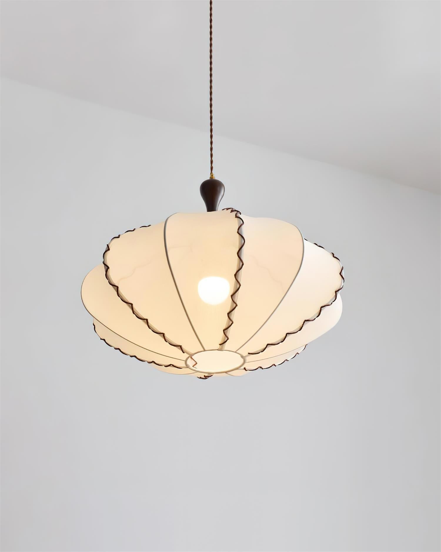 Lucian Pendant Lamp Scalloped Pleated Fabric - Neutral Decor