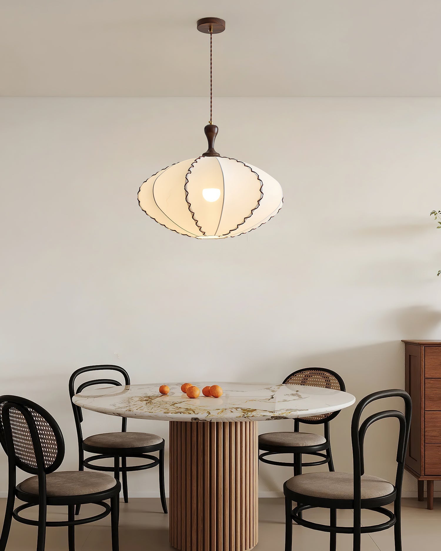 Lucian Pendant Lamp Scalloped Pleated Fabric - Neutral Decor