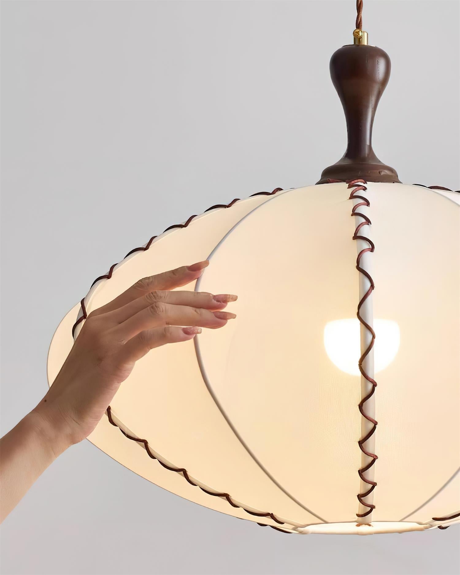 Lucian Pendant Lamp Scalloped Pleated Fabric - Neutral Decor