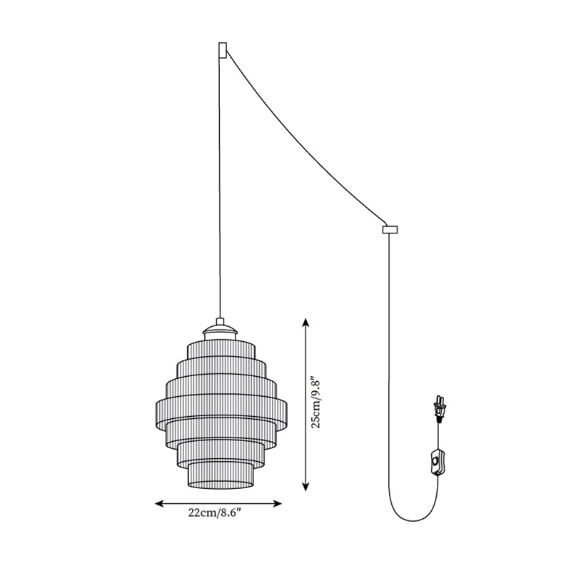 Brivelle Plug-In Ribbed Glass Pendant Light with Brass Accent - Neutral Decor