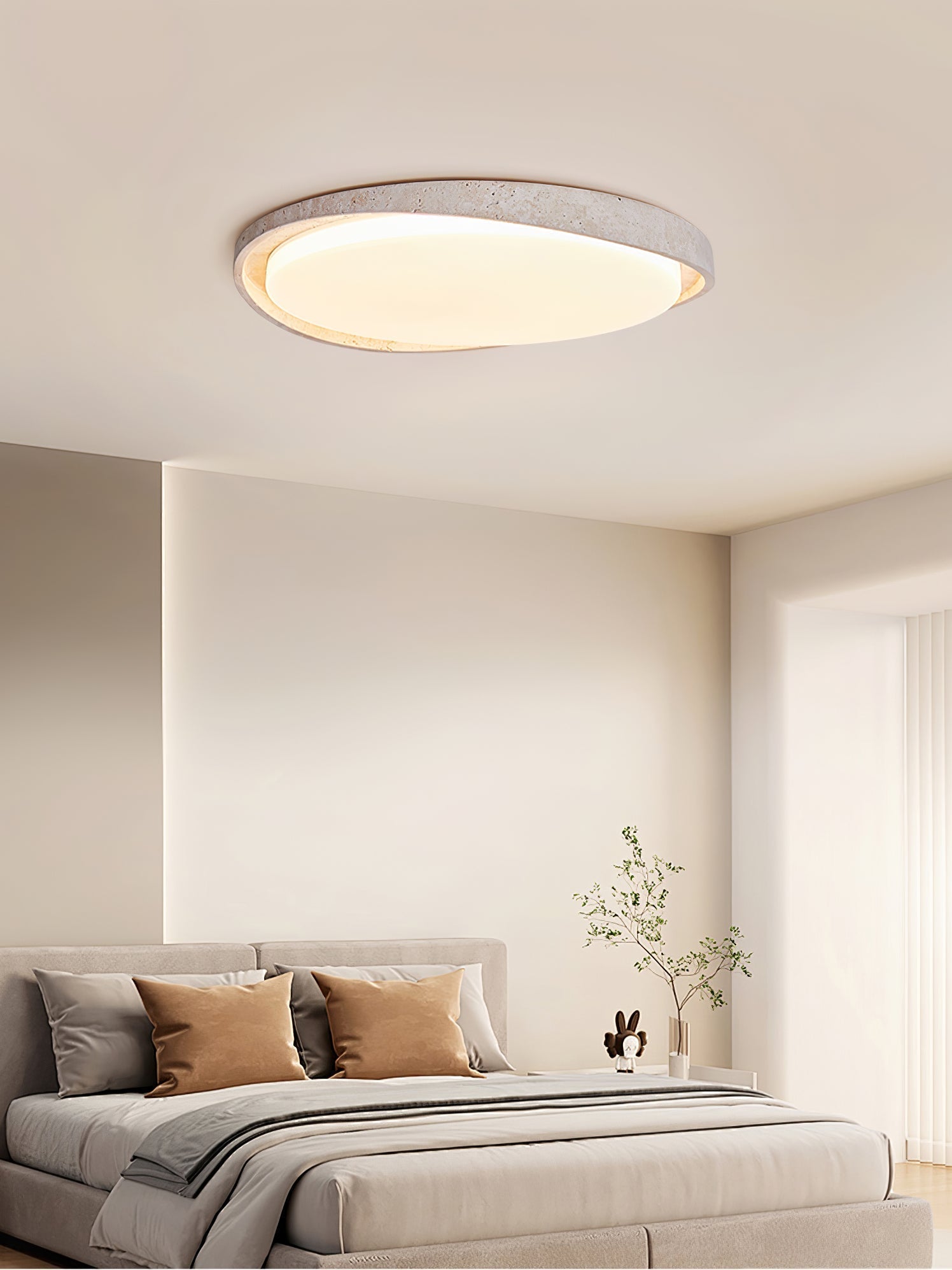 Cyvian Oval Frame Travertine Ceiling Light