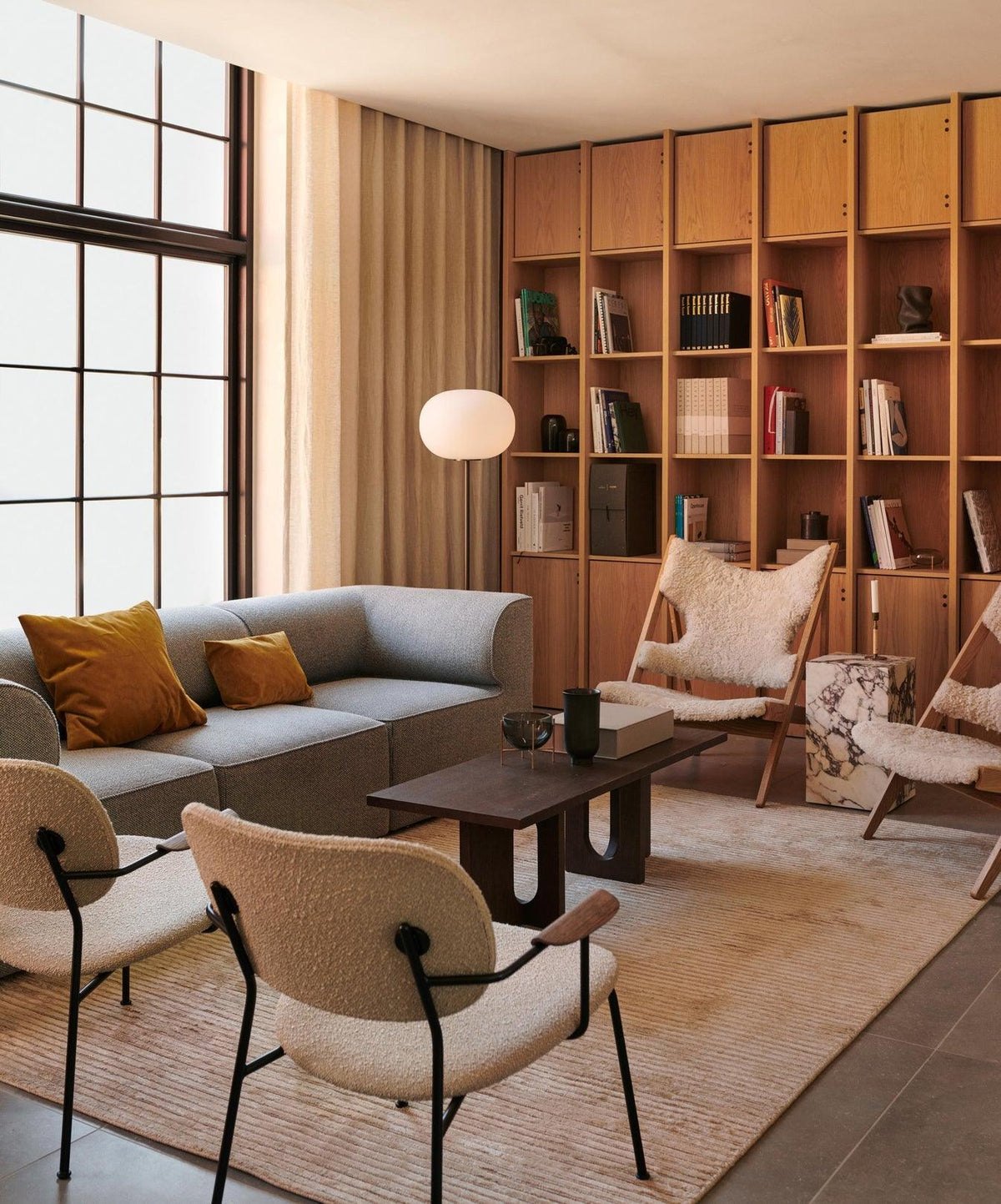 Iloryra Column-Base Travertine Floor Lamp