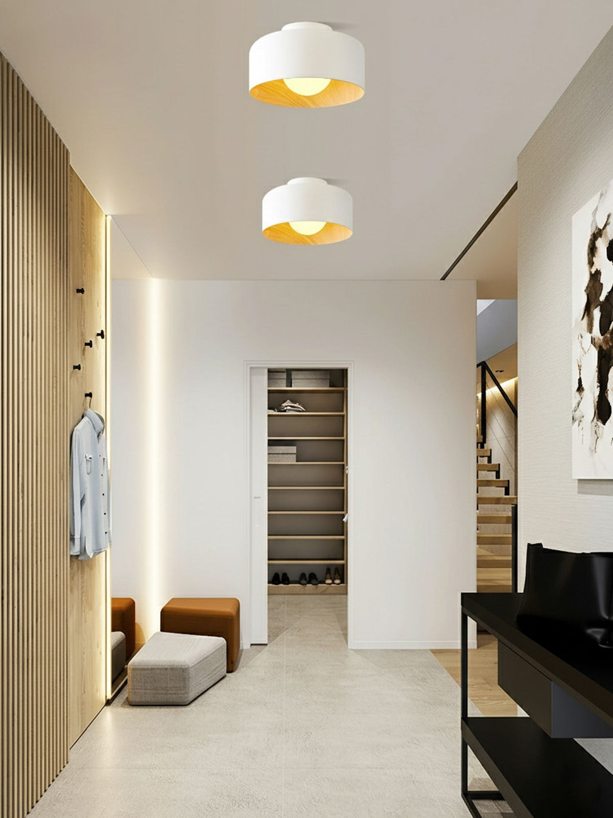 Clairbrook Wood Round Flush Mount Ceiling Light