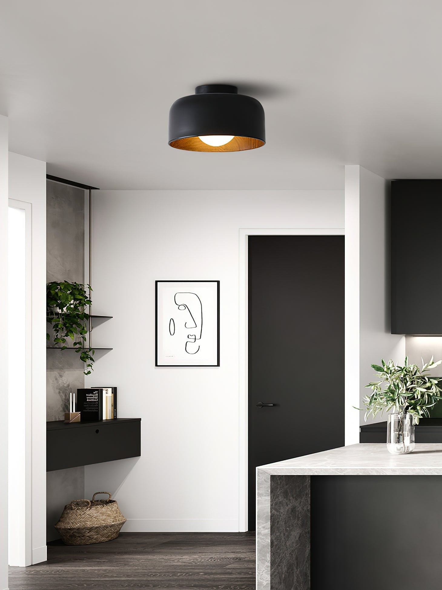Clairbrook Wood Round Flush Mount Ceiling Light
