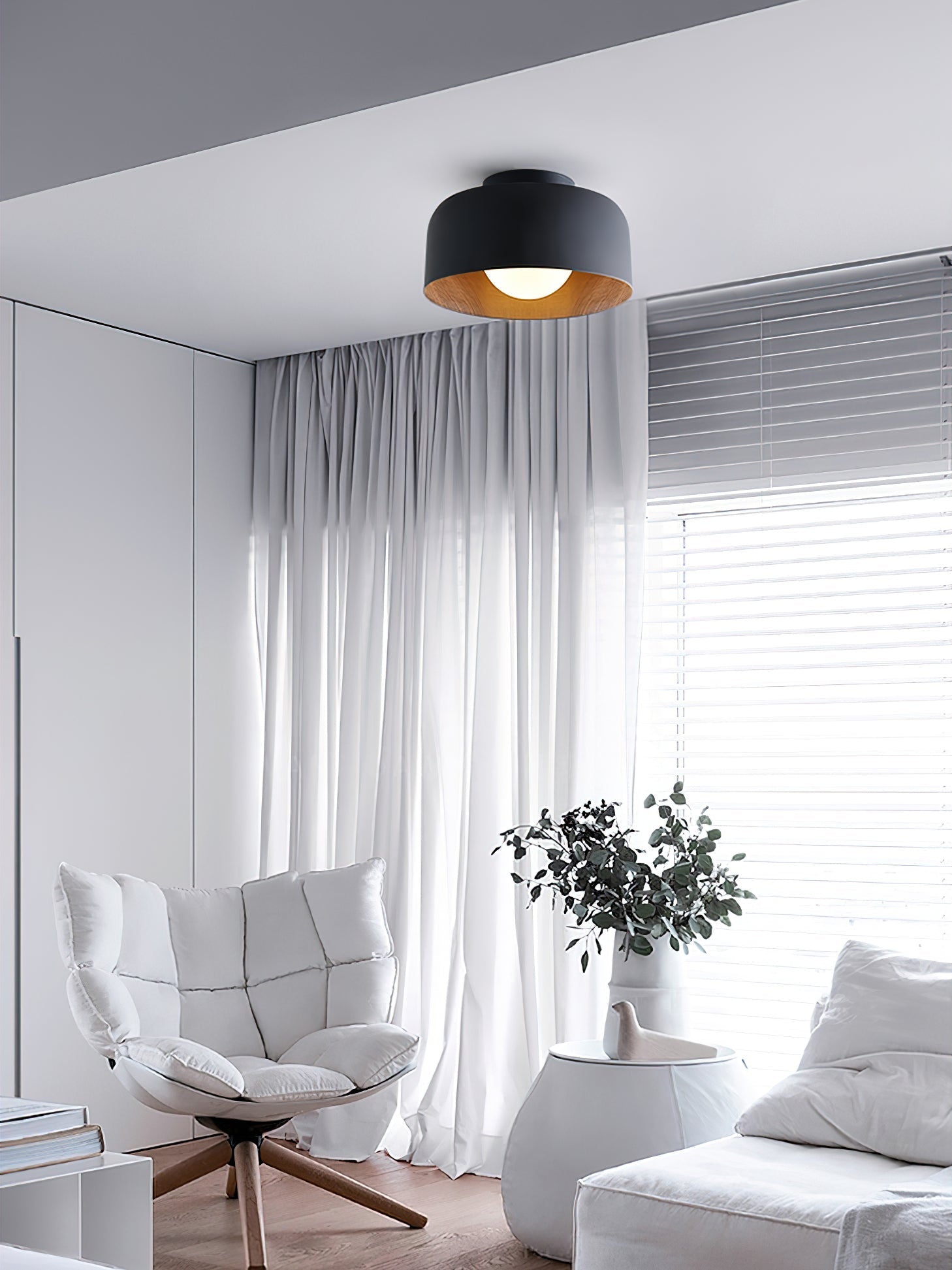 Clairbrook Wood Round Flush Mount Ceiling Light