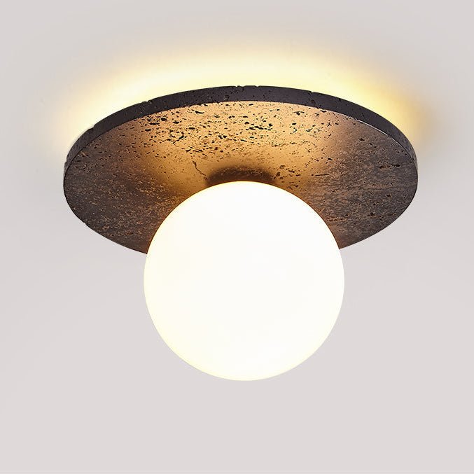 Otto Black Travertine Globe Ceiling Lamp