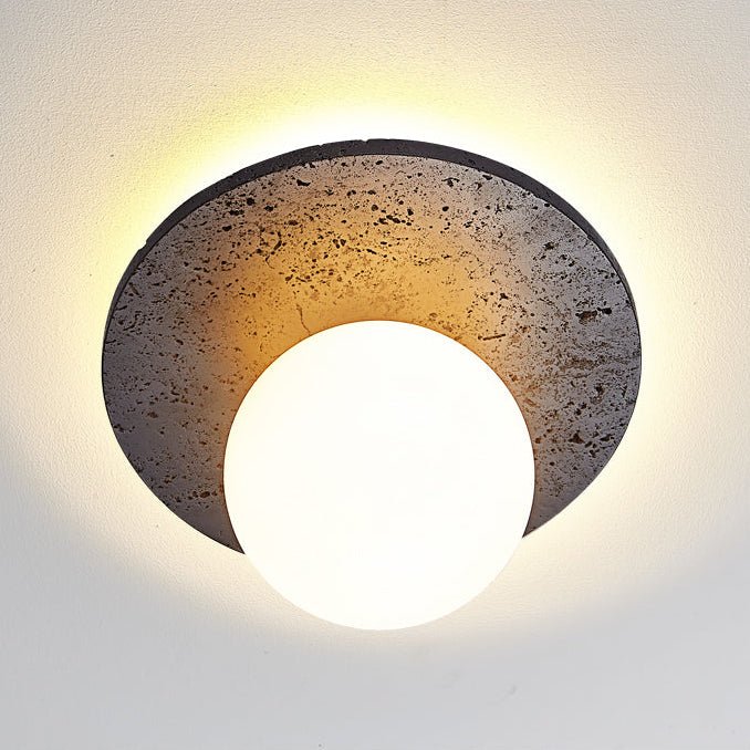Otto Black Travertine Globe Ceiling Lamp