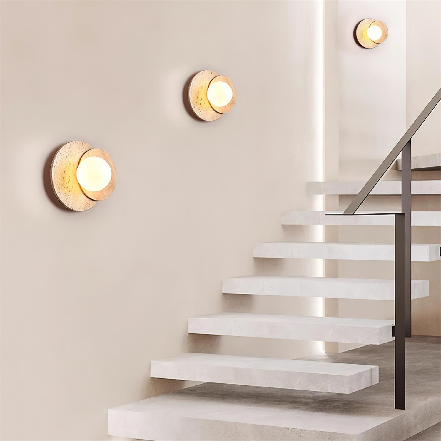 Zelirir Dual-Disc Travertine Wall Light