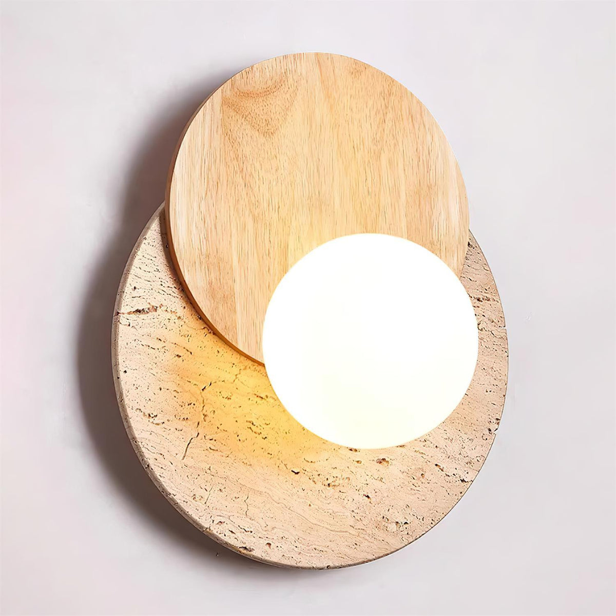 Zelirir Dual-Disc Travertine Wall Light