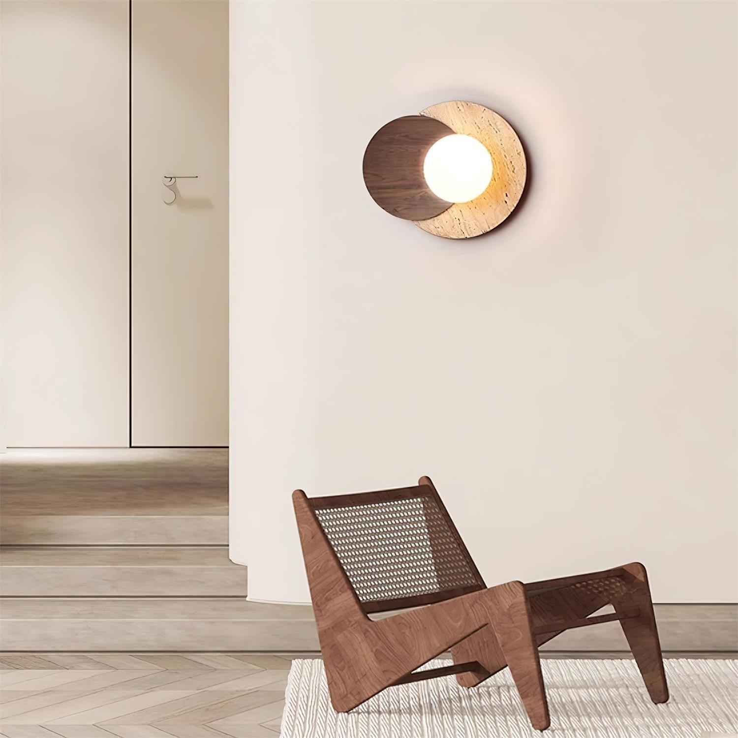 Zelirir Dual-Disc Travertine Wall Light