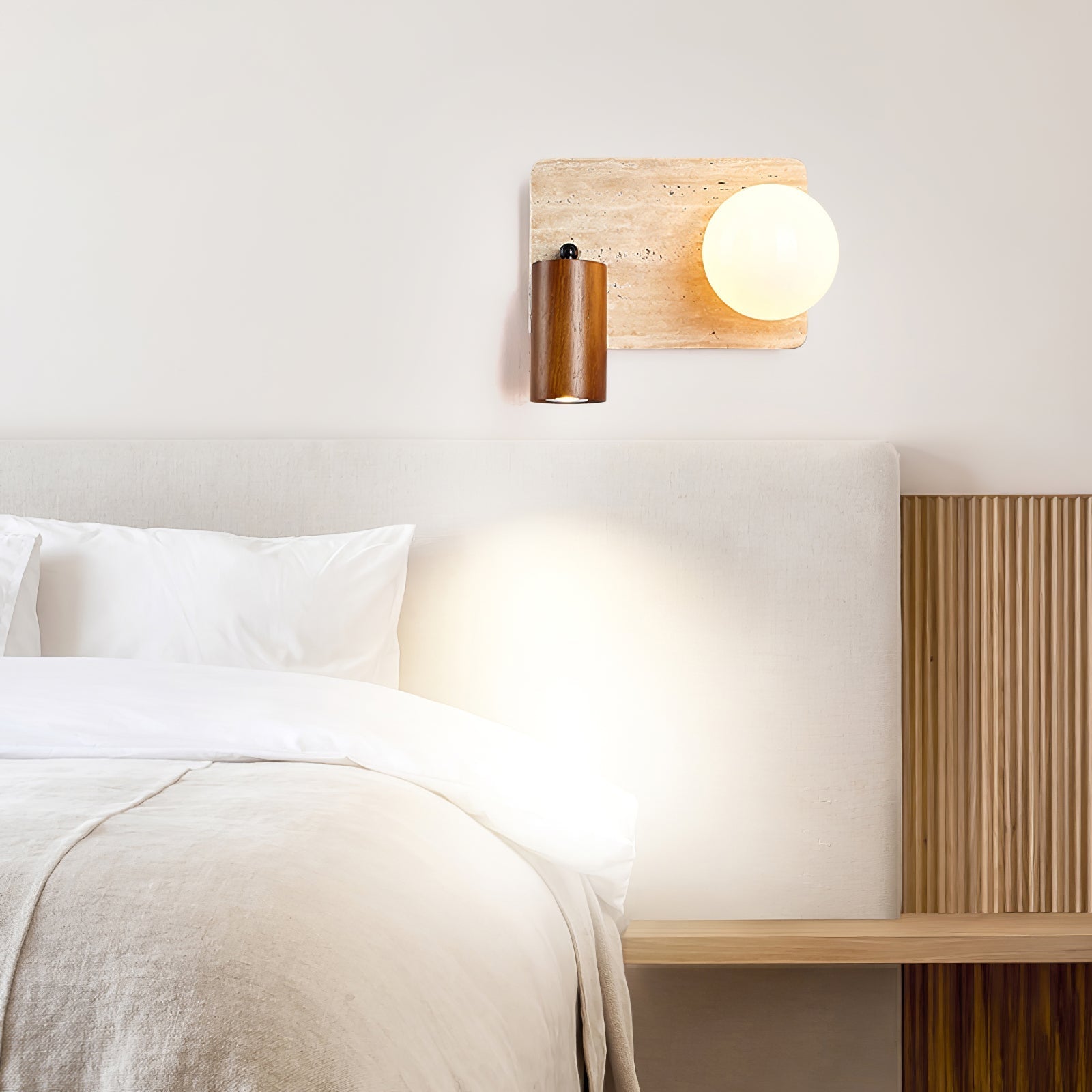 Armara Travertine Disc Wall Light - Neutral Decor