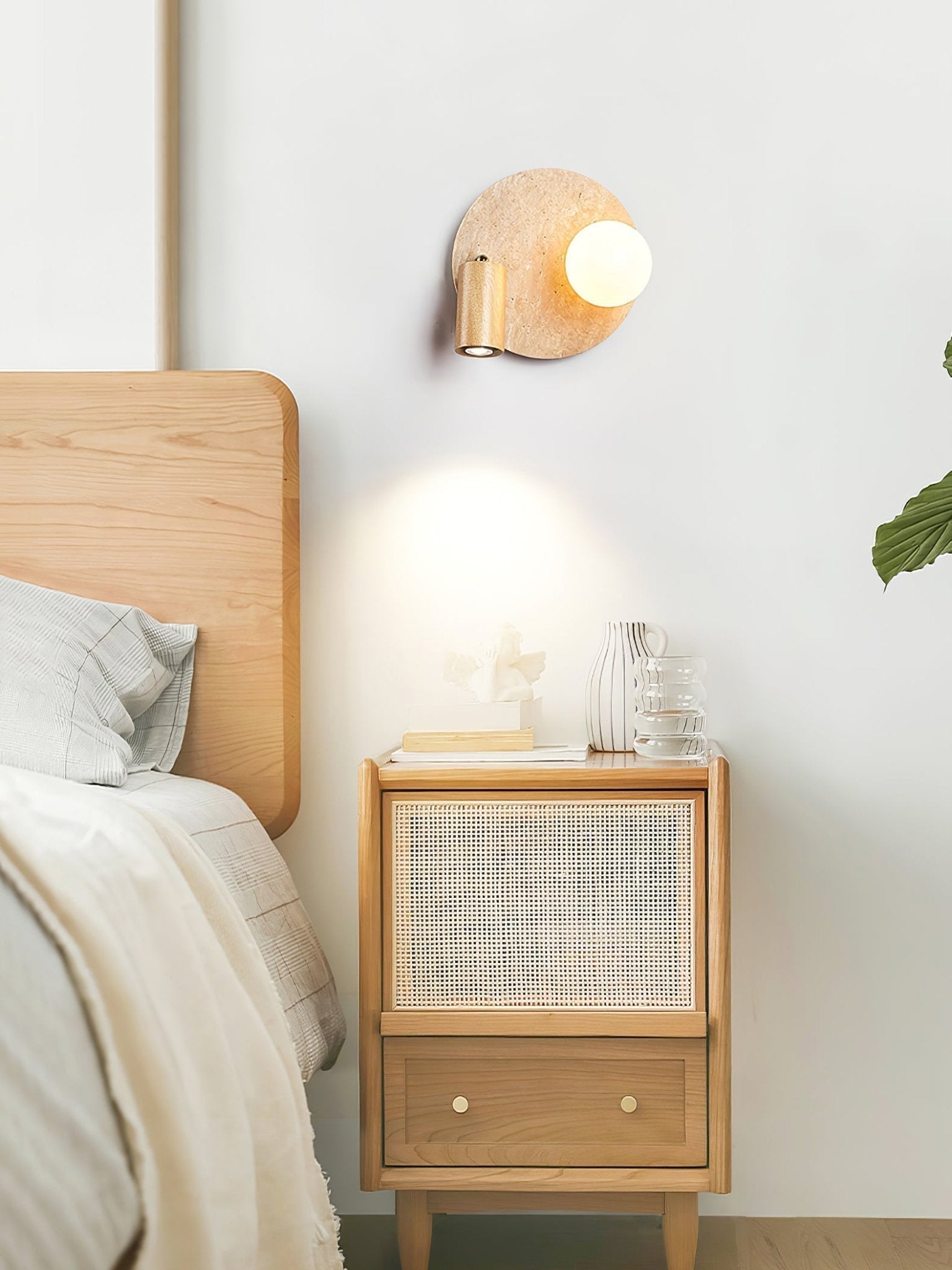 Armara Travertine Disc Wall Light - Neutral Decor