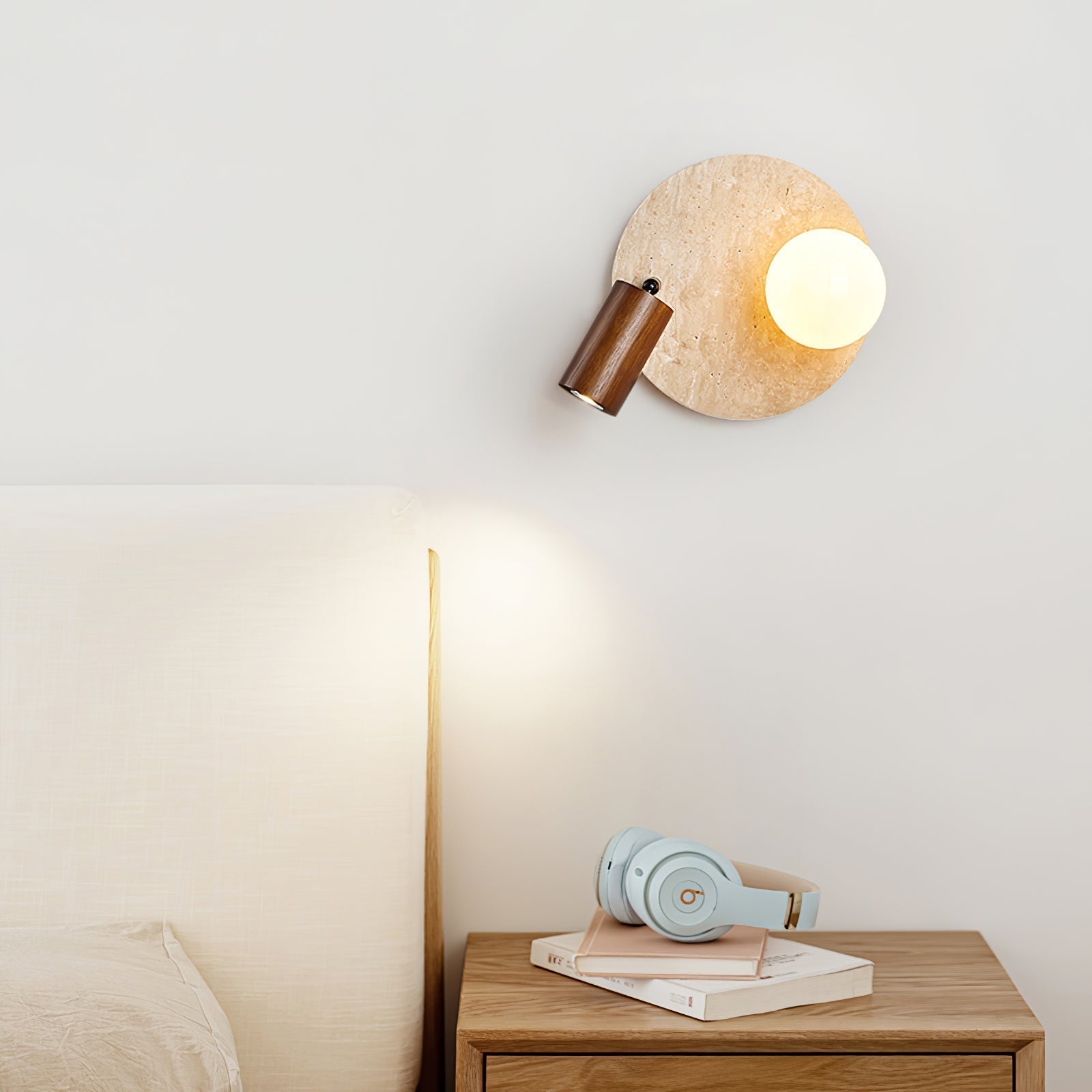 Armara Travertine Disc Wall Light - Neutral Decor