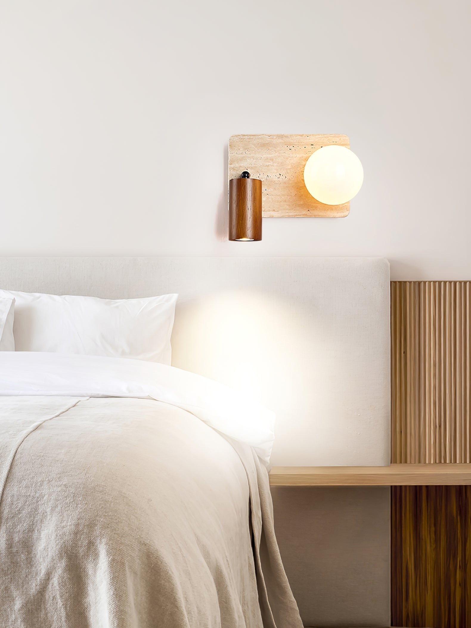 Armara Travertine Disc Wall Light - Neutral Decor