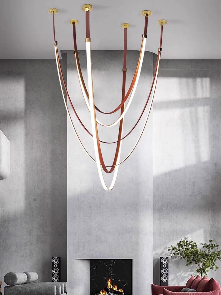 Odin Parabola Decorative Leather Silicone Strap Chandelier