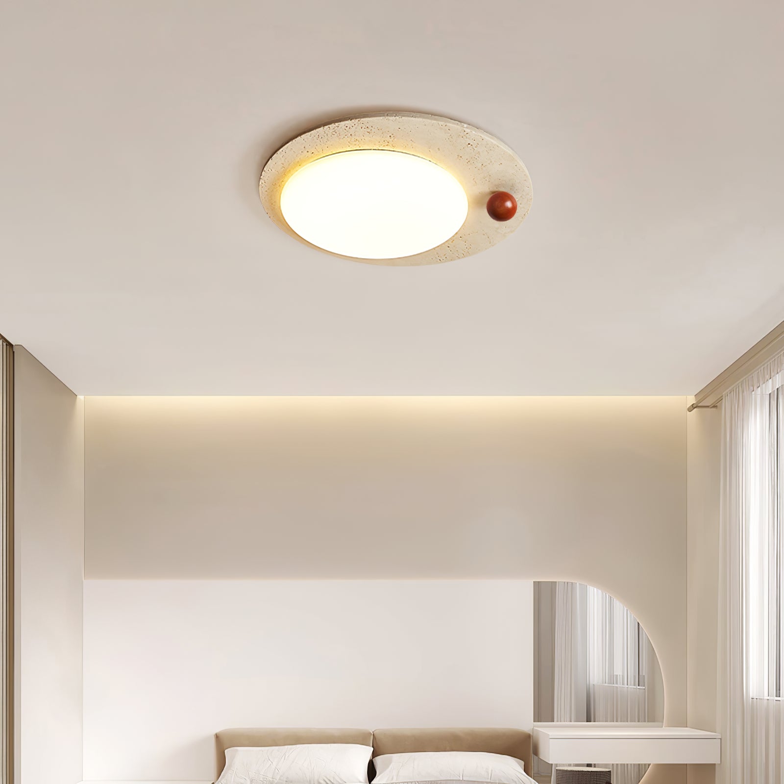 Aeolian Circular Travertine Ceiling Light