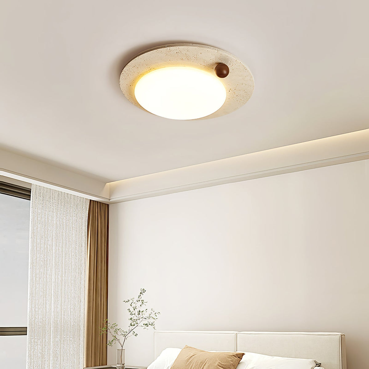 Aeolian Circular Travertine Ceiling Light