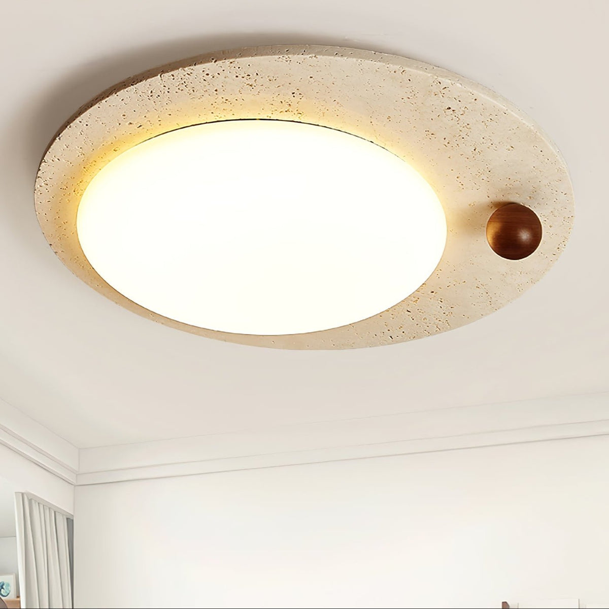 Aeolian Circular Travertine Ceiling Light
