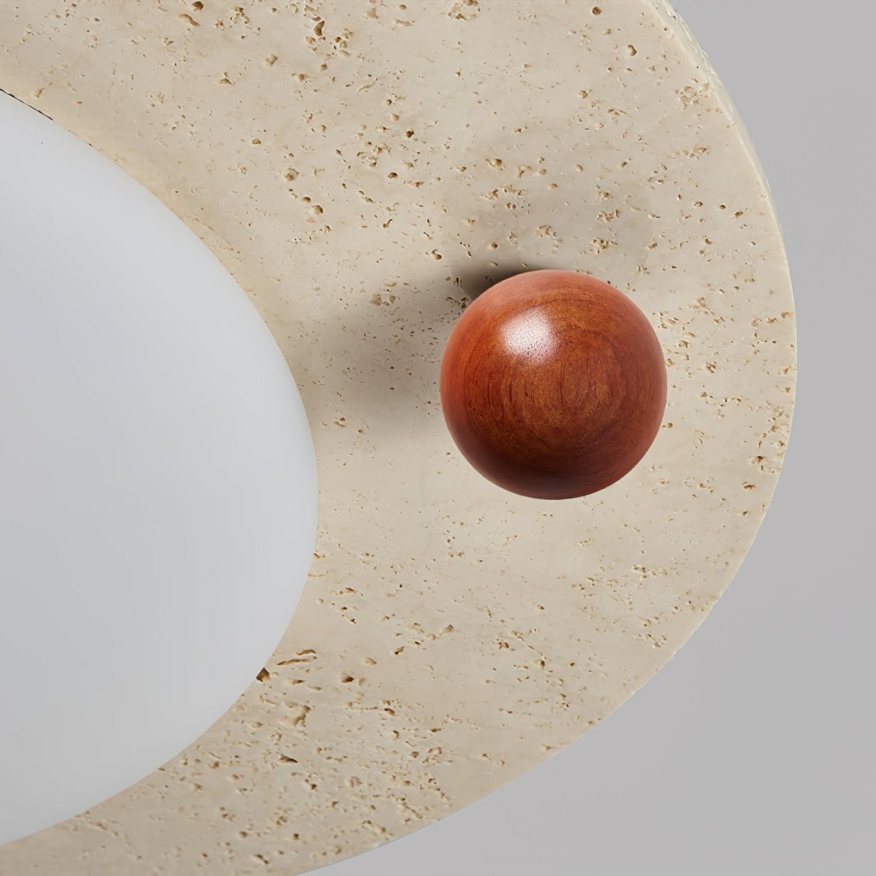Circular Travertine Ceiling Light - Neutral Decor