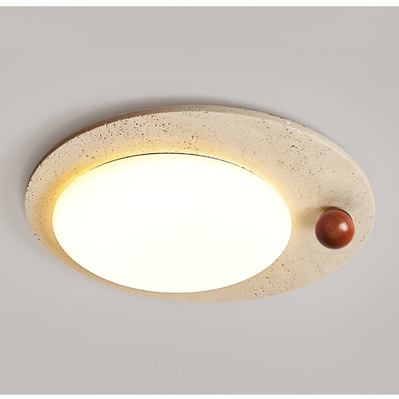 Circular Travertine Ceiling Light - Neutral Decor