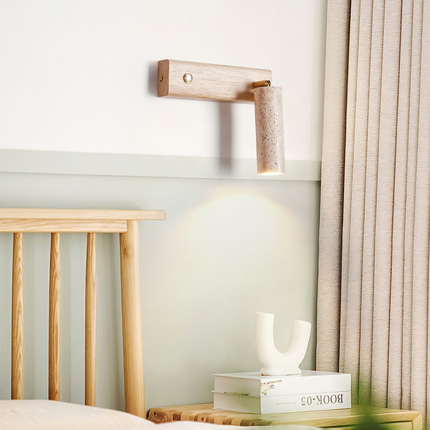 Valeaya Cylindrical Travertine Wall Light SpotLight