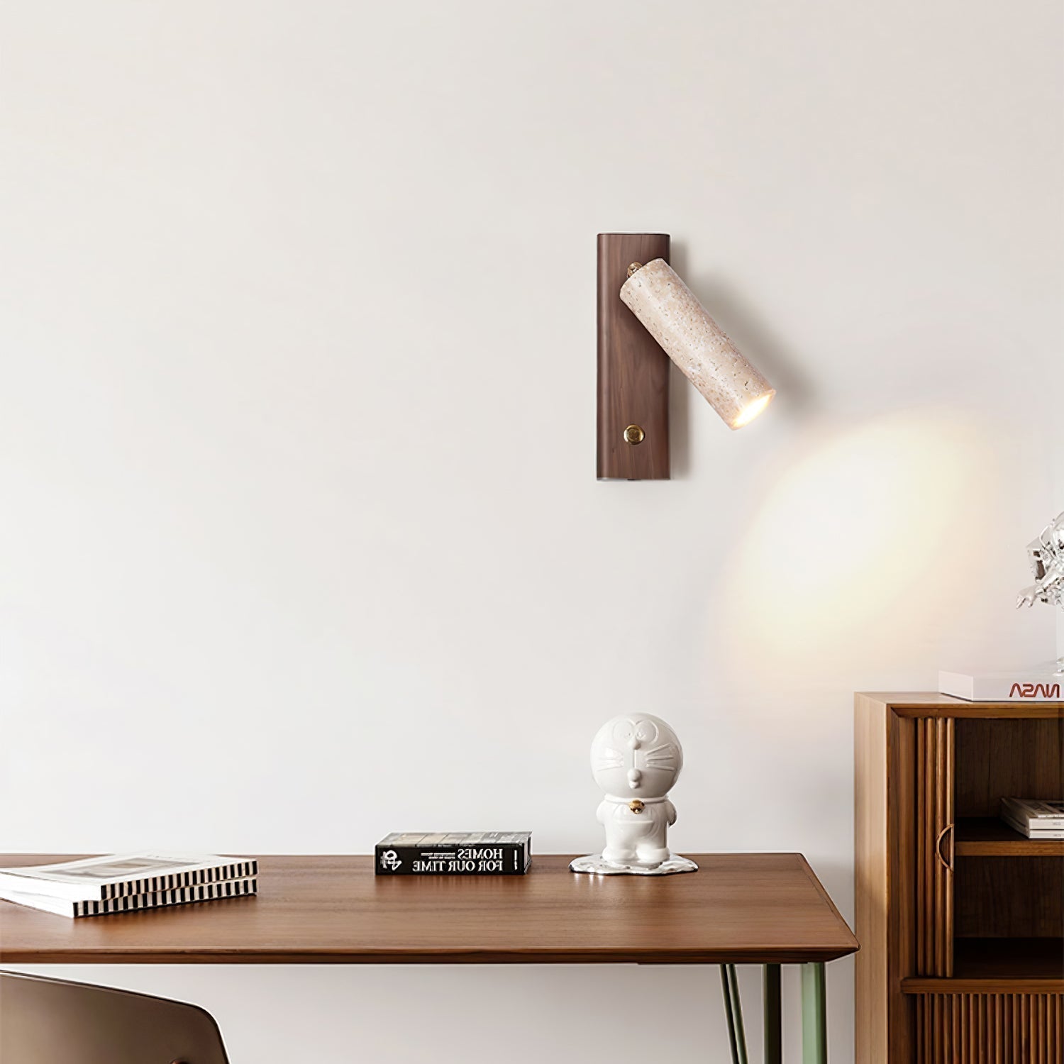 Valeaya Cylindrical Travertine Wall Light SpotLight