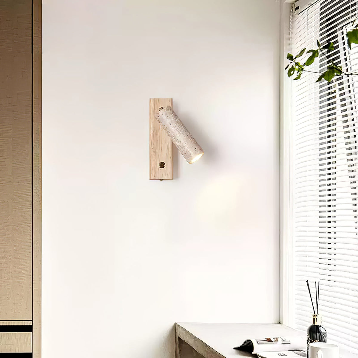 Valeaya Cylindrical Travertine Wall Light SpotLight