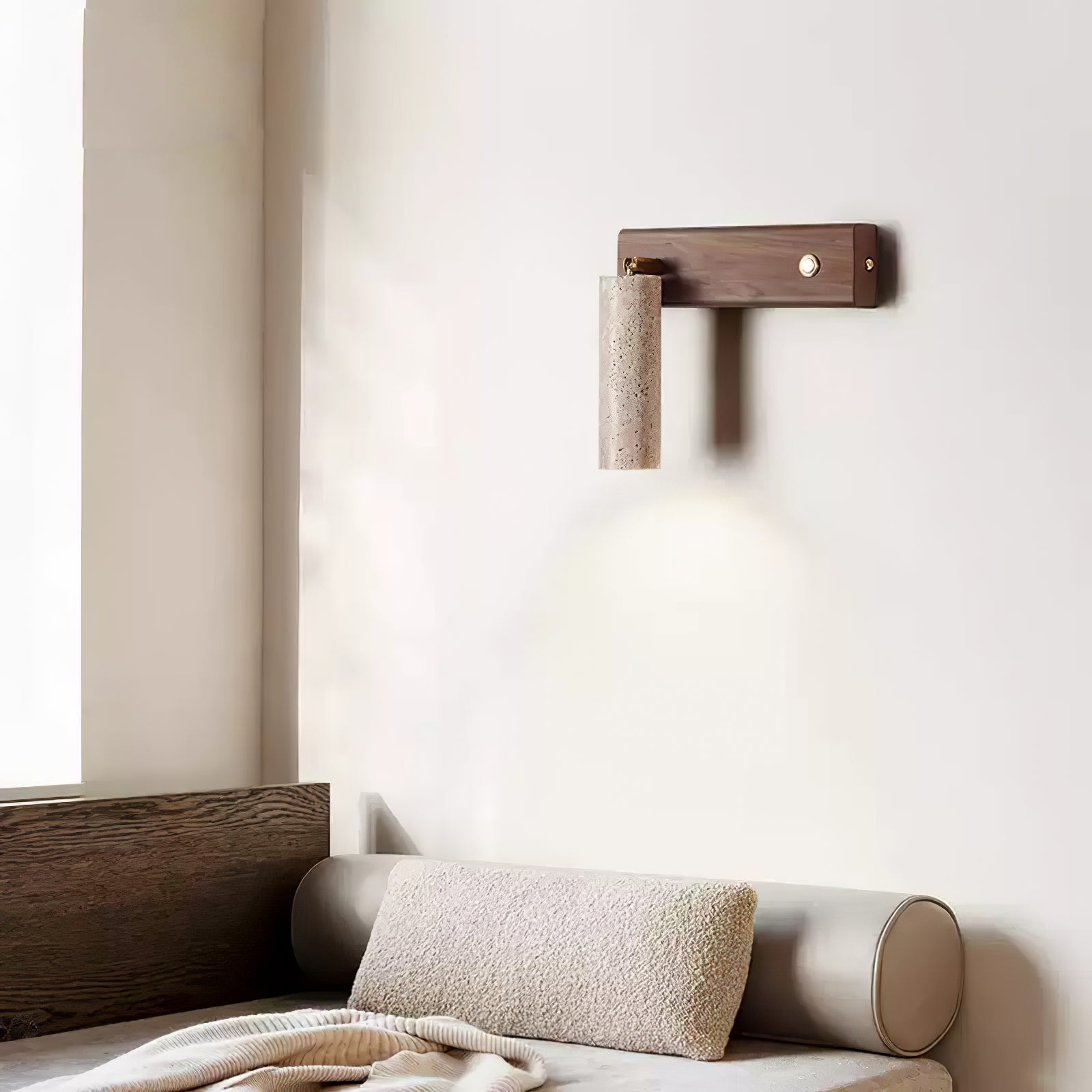 Valeaya Cylindrical Travertine Wall Light SpotLight
