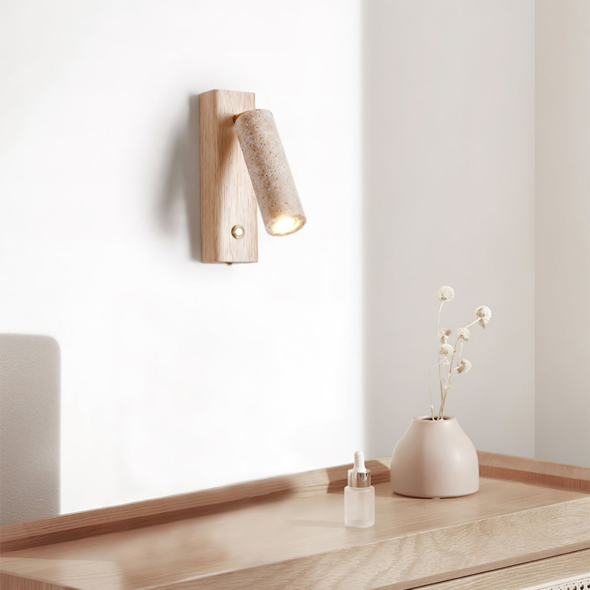 Valeaya Cylindrical Travertine Wall Light SpotLight