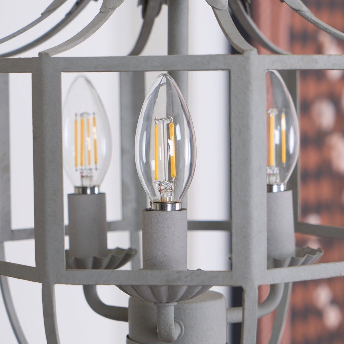 Soraaine Chandelier Retro Cage Grey Candle