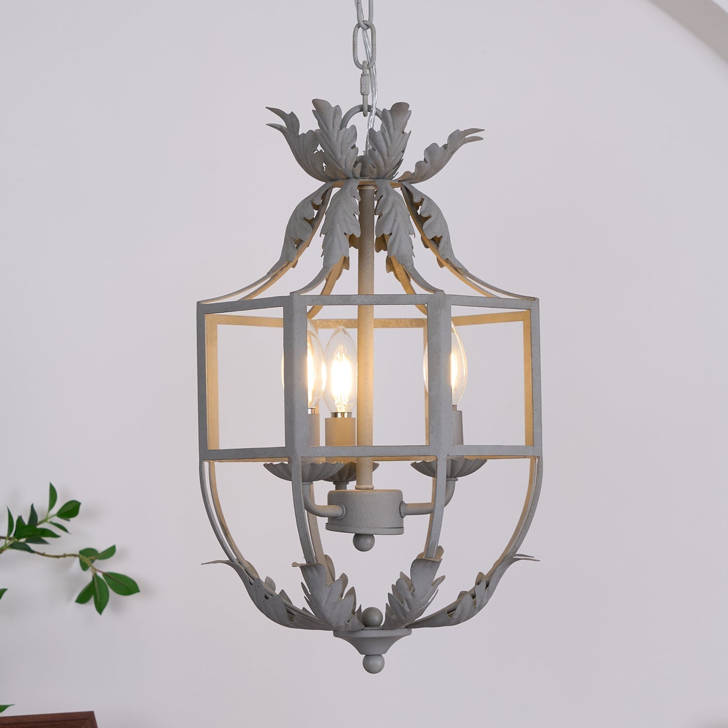Soraaine Chandelier Retro Cage Grey Candle