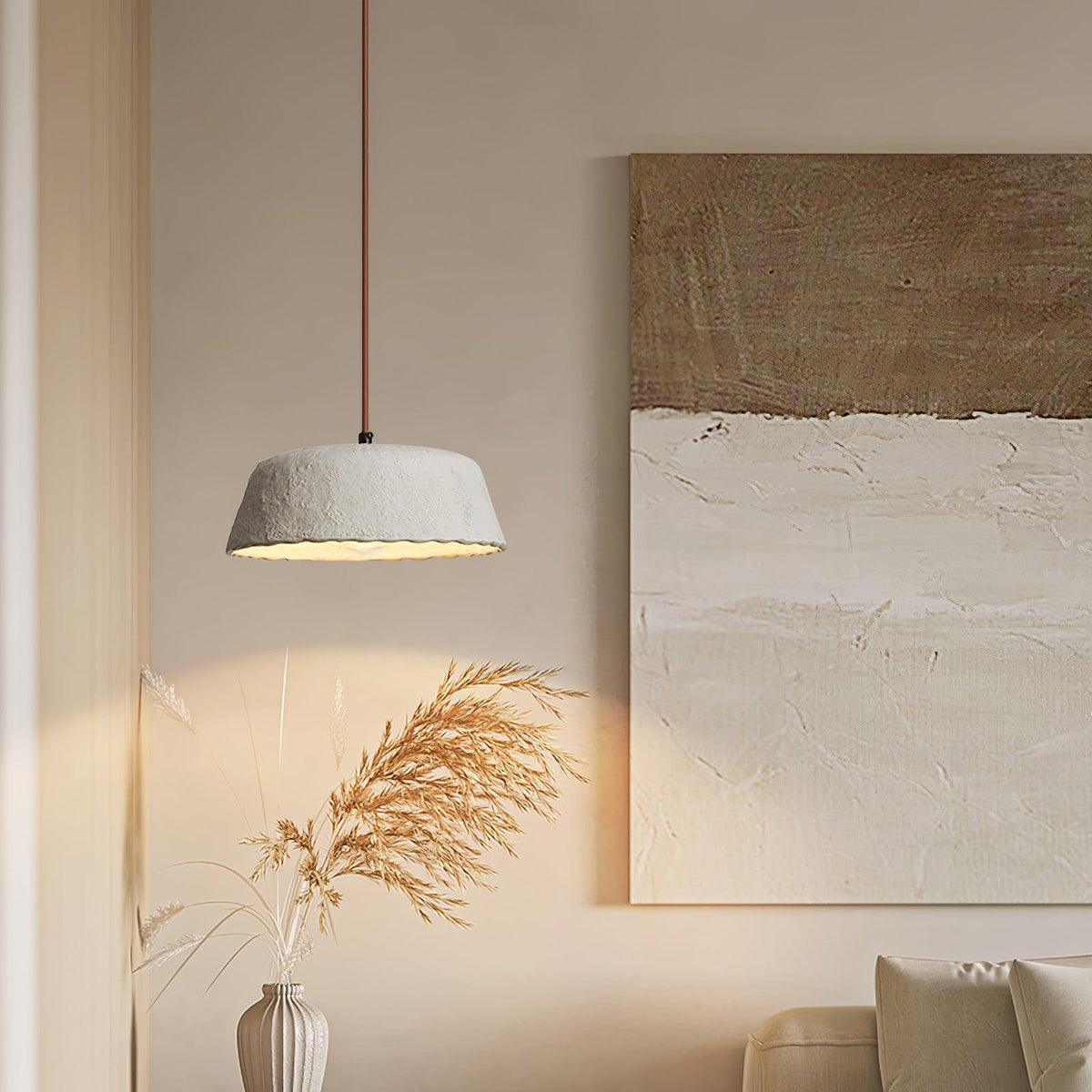 Stone Contemporary Wood Pendant Lamp