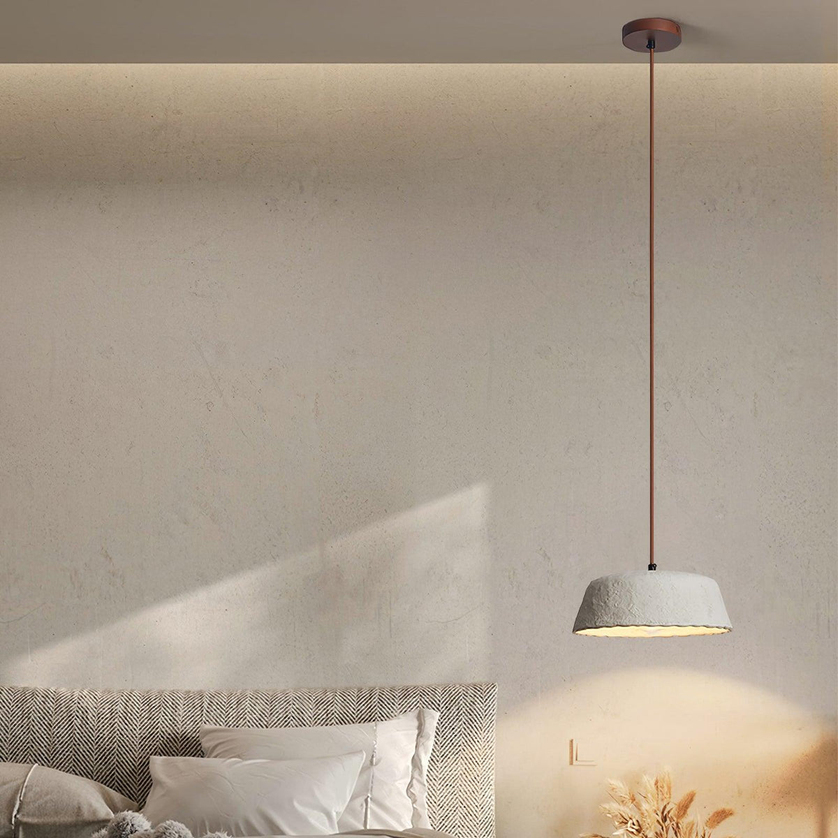 Stone Contemporary Wood Pendant Lamp